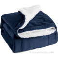 Couverture double latérale pour le lit de flanelle sherpa jet